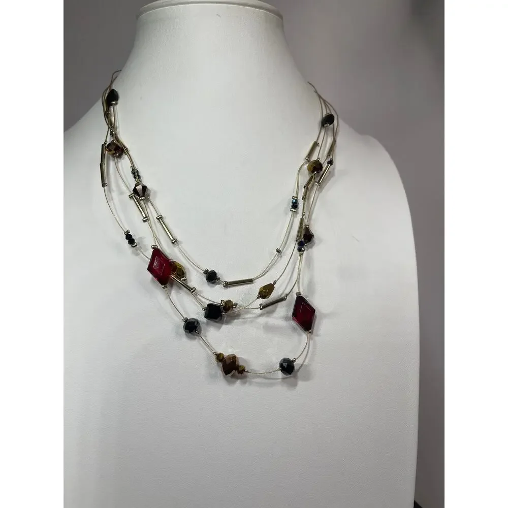 Chico's beaded necklace on wire faceted beads costume signed jewelry beaded - Picture 11 of 13